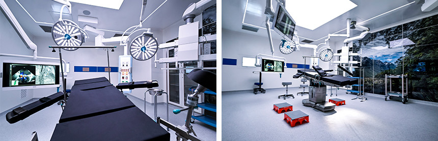 Quirófano inteligente de Centro Sur con camilla quirúrgica, dos lámparas, monitor y pantallas